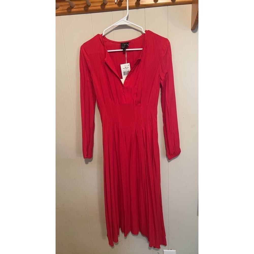 Oak &‎ Trellis Red Long Sleeve Dress